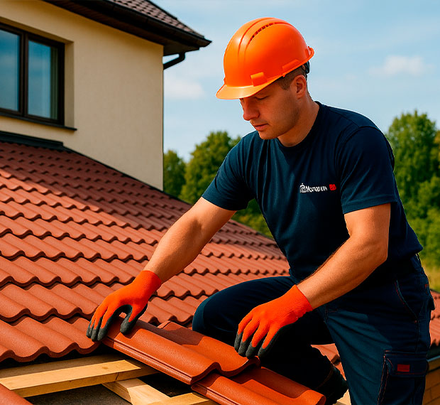 Монтаж кровли из натуральной черепицы в Красноармейске