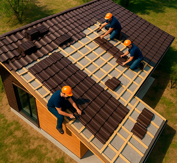 Монтаж 1-скатной крыши в Красноармейске